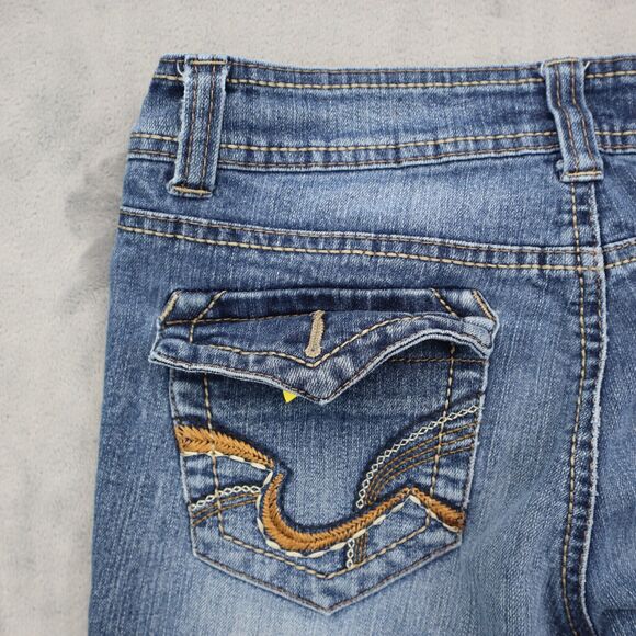 Iei Pants Womens 3 Blue Sophia Hipster Flare Mid Rise Medium Wash Denim Jeans - Picture 12 of 16